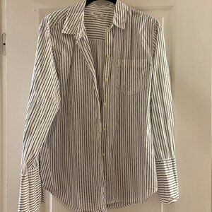 Madewell Striped Cotton Button Down Shirt Size Large